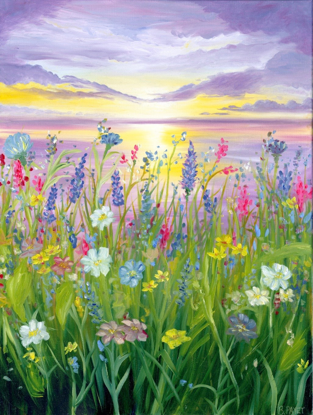 “Wildflowers at Dusk”, 32x24”, Oil on Canvas, Original Painting.