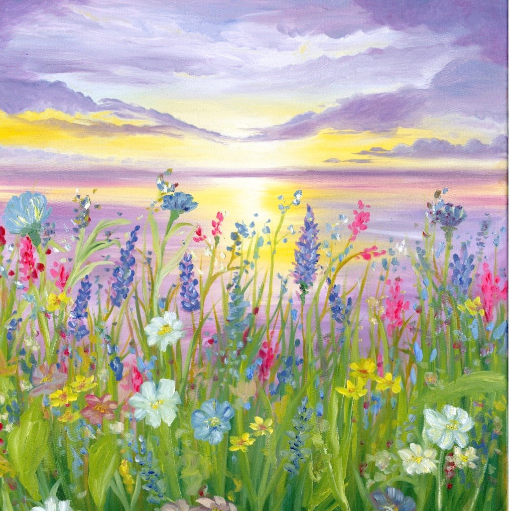 “Wildflowers at Dusk”, 32x24”, Oil on Canvas, Original Painting.
