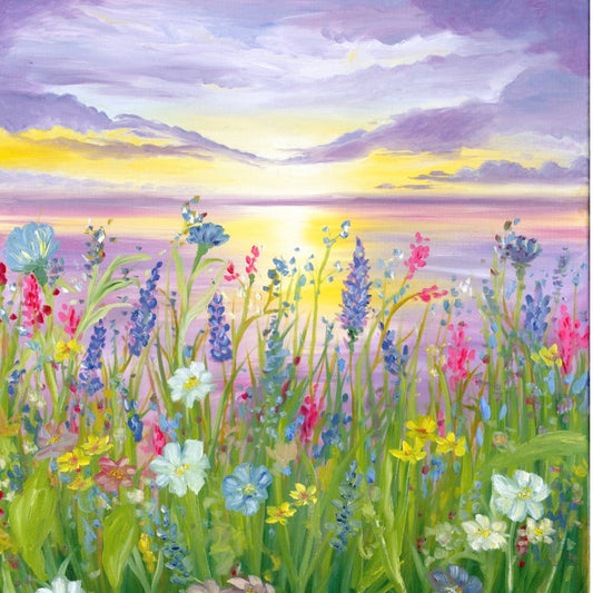 “Wildflowers at Dusk”, 32x24”, Oil on Canvas, Original Painting.