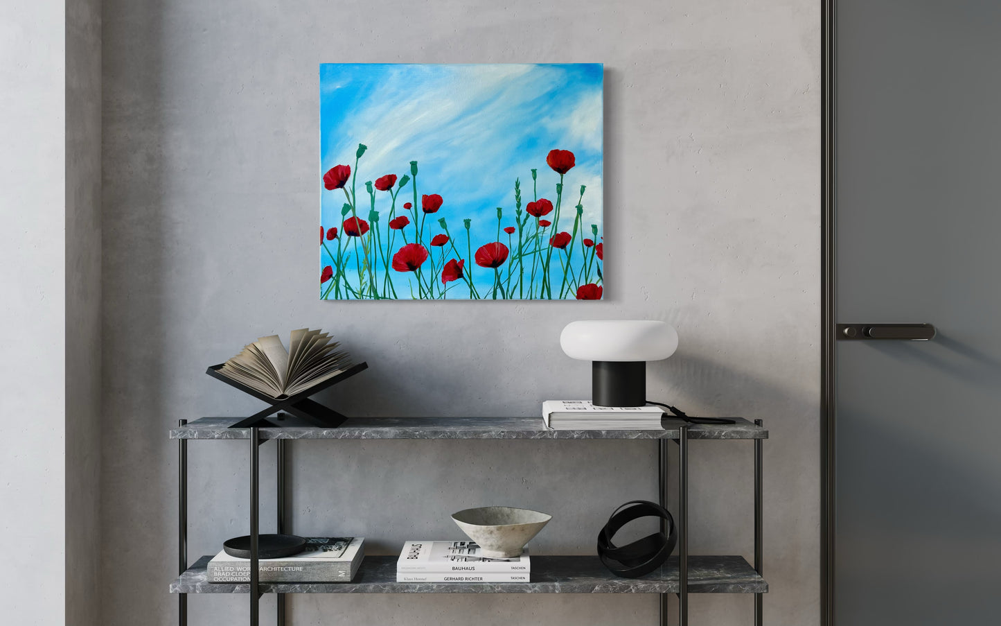 "Spring Poppies", original oil painting by Bethany Payet. Oil on canvas, 20x24".